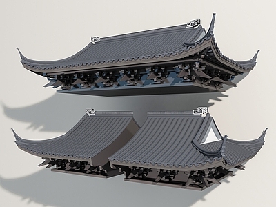 新中式歇山屋面 屋檐 飞檐 四坡屋面 苏式建筑 古建