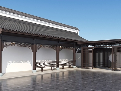 新中式连廊 游廊 走廊 凉亭 阳光房 古建