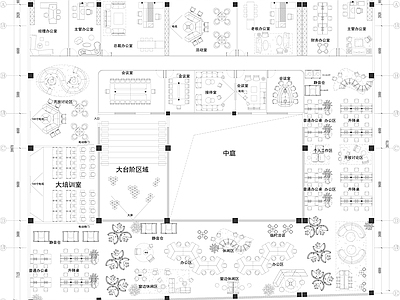 北欧开放办公室 总经理办公室 办公会所 灵活办公 办公室设计 沙发家具 施工图