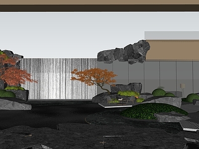 新中式景观小区景观 下沉水院 景观庭院 示范区  展示区