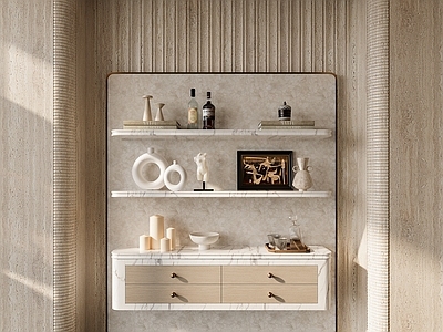 奶油风置物架 装饰架 装饰摆件 书架 酒柜