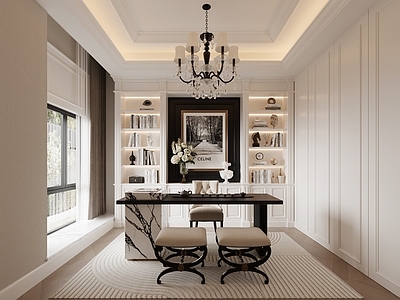 现代法式书房 法式书房