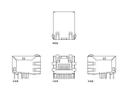 现代五金管件 网线接头 网络水晶头 RJ45接头 网线插头 网口水晶头 施工图