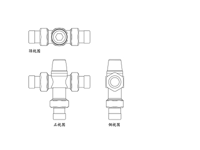 现代五金管件 温控阀 温度调节阀 温控调节阀 恒温控制阀 流量温控阀 施工图