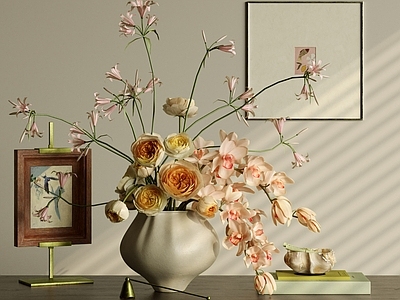 中古风摆件组合 装饰摆件组合 花艺摆件x 鲜花花卉 艺术插花 桌面摆件