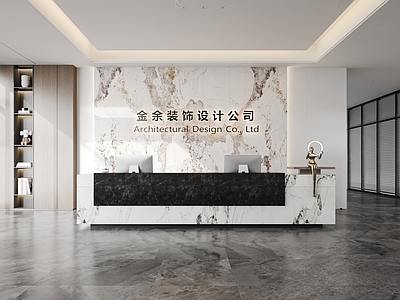 现代简约办公大厅 前台接待 前台大厅