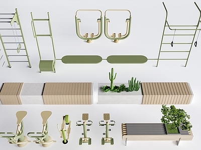 现代简约健身器材 户外健身器材 健身墙 运动设施