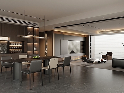 现代极简家居餐厅