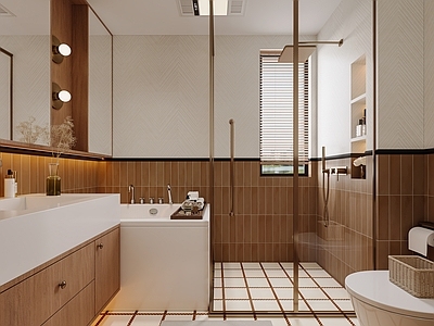 中古风卫生间 卫生间 复古卫生间 中古卫生间 浴缸 包豪斯卫生间