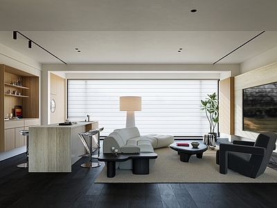 现代极简家居客厅 极简客餐厅 现代极简 大平层