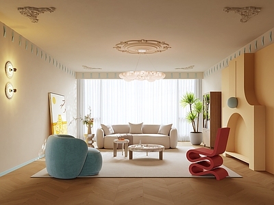 奶油风家居客厅 包豪斯卧室 沙发组合