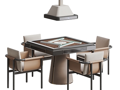 现代简约休闲桌椅 新中式麻将桌椅 棋牌桌椅 吸烟灯 扶手椅休闲椅 休闲娱乐桌椅