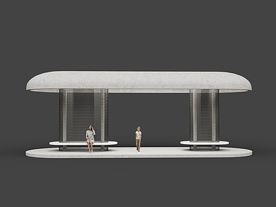 极简主义雨棚 工业风 站台 驿站 工业风站台 混凝土构筑