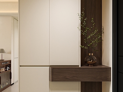 奶油风玄关 中古风简约玄关