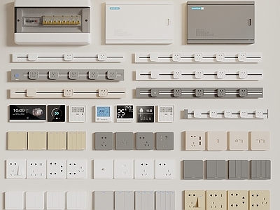 现代简约开关 开关面板 智能开关 配电箱 滑轨插座