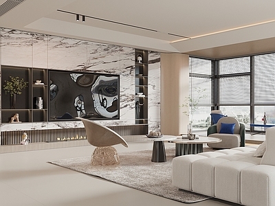 现代简约家居客厅 现代简约客厅 电视背景墙 沙发茶几组合 休闲椅 绿植