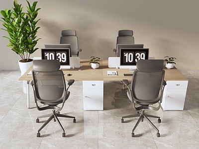 现代简约办公室 卡位办公桌 职工工位  员工办公桌 办公室