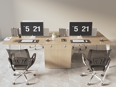 现代简约办公室 职工工位 卡位办公桌 员工办公桌 办公室