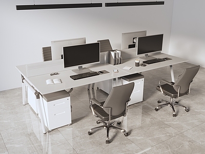 现代简约办公室 卡位办公桌 职工工位