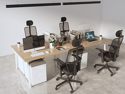 现代简约办公室 职工工位 卡位办公桌 员工办公桌