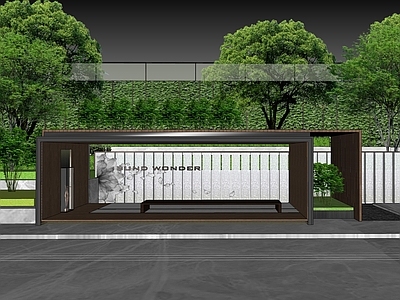 新中式景观公园 花架 廊架
