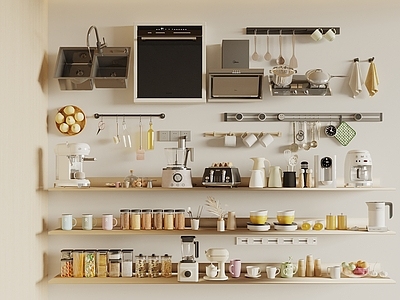 奶油风厨房用品 调料瓶 洗碗机 破壁机 厨具 咖啡机