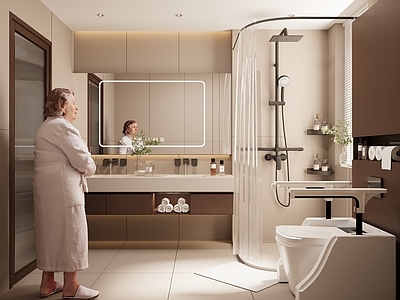 奶油风卫生间 适老化卫生间