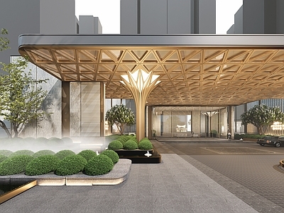 现代轻奢售楼处建筑