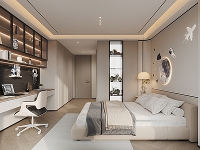 奶油风男孩房 现代儿童房