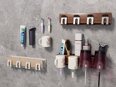 现代简约其他厨卫 牙杯架 胡桃木置物架 儿童 牙刷牙膏 小米剃须刀