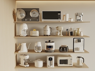奶油风厨房用品 厨房电器 咖啡机 电饭锅 微波炉烤箱 饮水机