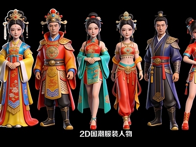 国潮风虚拟人物 2D国潮服装人物