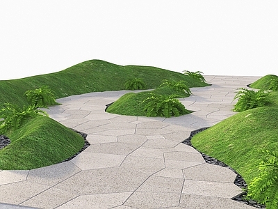 现代简约景观微地形 微地形 庭院微地形 新中式庭院 冰裂纹铺装 庭院铺装