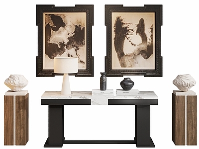 新中式条案 玄关条案挂画饰品