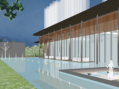 新中式售楼处建筑 滨水售楼处 示范区 简约风格 南京售楼处