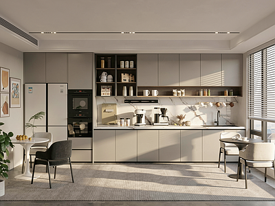 现代简约开放式厨房 现代办公茶水间
