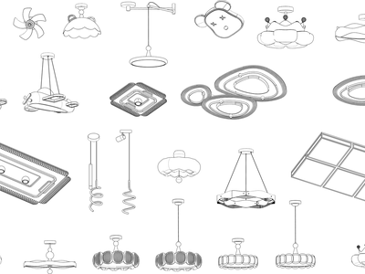现代灯具图库 吊灯 吸顶灯 施工图