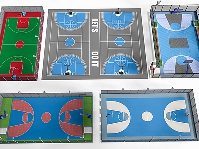 现代运动风体育建筑 篮球场 运动场 球场