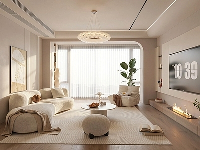 奶油风家居客厅 现代奶油风客厅