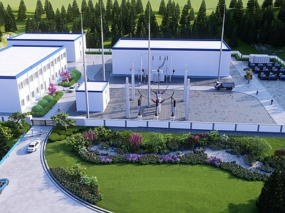 现代办公园区景观 工厂景观设计 升压站景观 地形景观 变电站