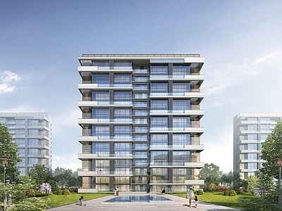现代主义小高层住宅楼 现代小高层住宅
