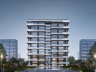 现代主义小高层住宅楼