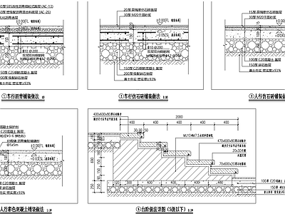 景观节点 彩色沥青铺装做法 景观铺装做法 施工图