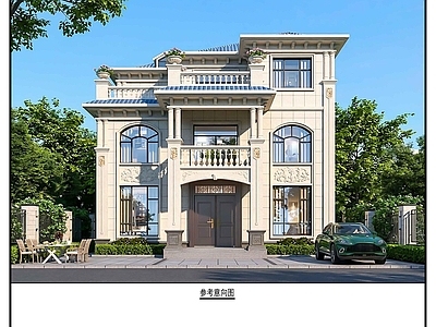 欧式别墅建筑 欧式乡村别墅 农村别墅 三层别墅 施工图