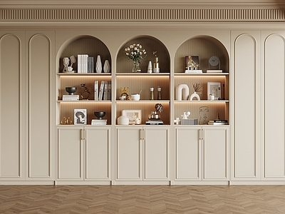 奶油风书房 书柜