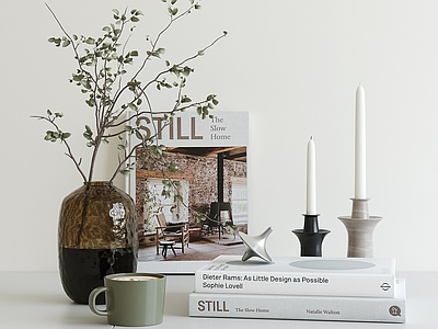 现代简约摆件组合 现代中古摆件 花瓶摆件 摆件组合 书籍摆件