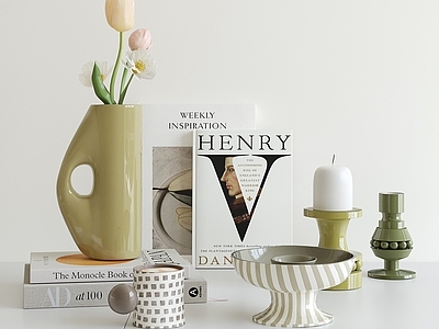 奶油风摆件组合 现代饰品组合 花瓶摆件 餐边柜摆件