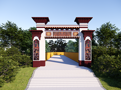 藏式风格入口大门 藏式景区入口大门 新藏式入口大门 民族特色入口大门 藏式主子 新中式入口大门