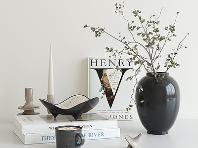 现代简约摆件组合 现代简约摆件 花瓶摆件 茶几摆件 书籍摆件 桌面饰品