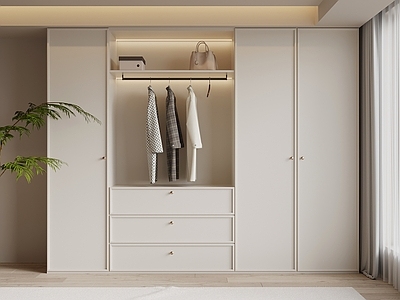 奶油风衣帽间 衣柜